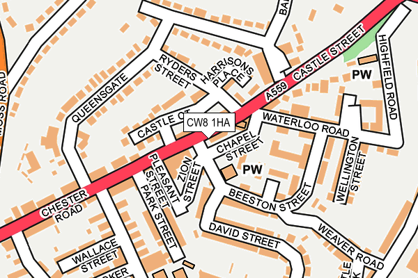 CW8 1HA map - OS OpenMap – Local (Ordnance Survey)