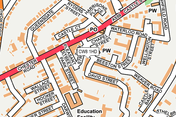 CW8 1HD map - OS OpenMap – Local (Ordnance Survey)