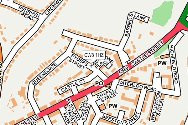 CW8 1HZ map - OS OpenMap – Local (Ordnance Survey)