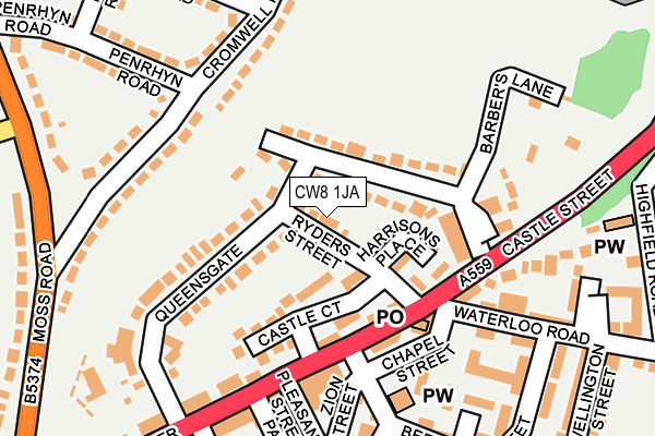 CW8 1JA map - OS OpenMap – Local (Ordnance Survey)