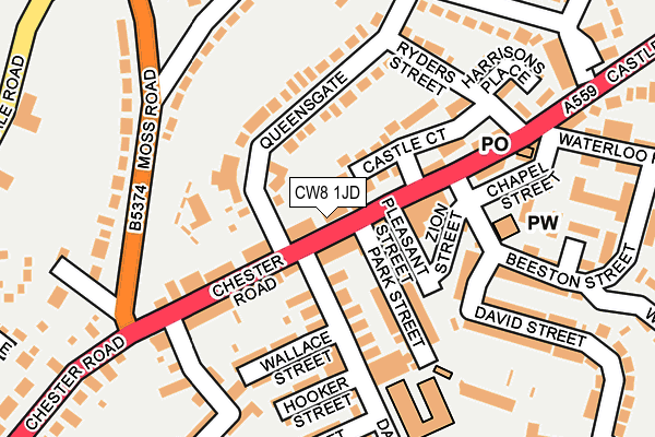 CW8 1JD map - OS OpenMap – Local (Ordnance Survey)