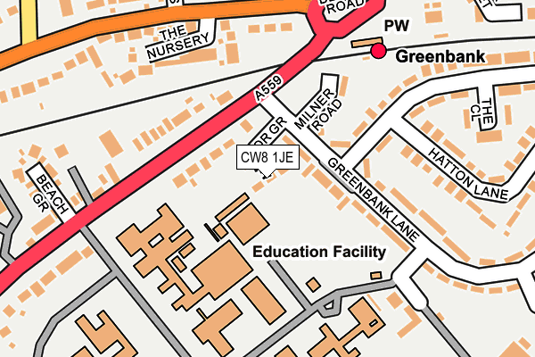 CW8 1JE map - OS OpenMap – Local (Ordnance Survey)