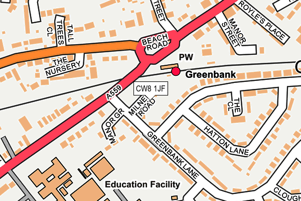 CW8 1JF map - OS OpenMap – Local (Ordnance Survey)