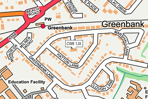 CW8 1JX map - OS OpenMap – Local (Ordnance Survey)