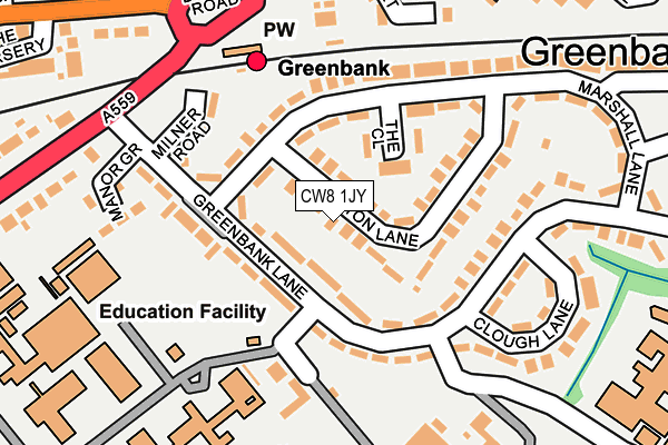 CW8 1JY map - OS OpenMap – Local (Ordnance Survey)