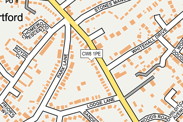 CW8 1PE map - OS OpenMap – Local (Ordnance Survey)