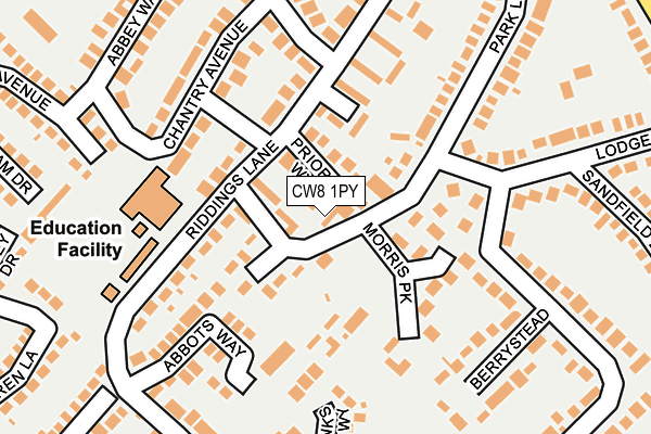 CW8 1PY map - OS OpenMap – Local (Ordnance Survey)