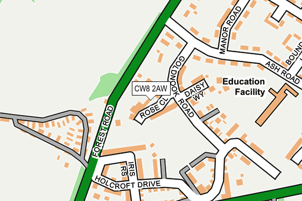 CW8 2AW map - OS OpenMap – Local (Ordnance Survey)