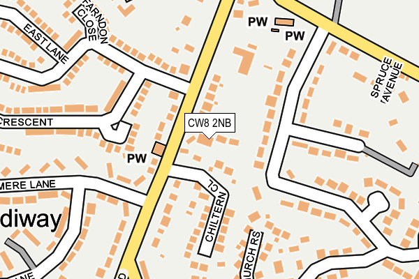 CW8 2NB map - OS OpenMap – Local (Ordnance Survey)