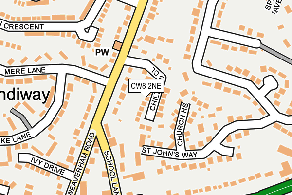CW8 2NE map - OS OpenMap – Local (Ordnance Survey)