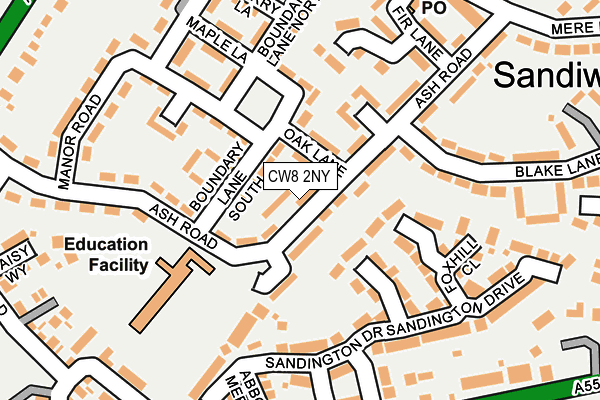 CW8 2NY map - OS OpenMap – Local (Ordnance Survey)