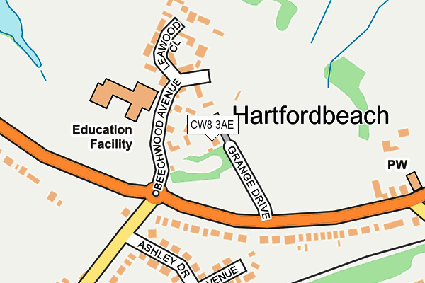 CW8 3AE map - OS OpenMap – Local (Ordnance Survey)