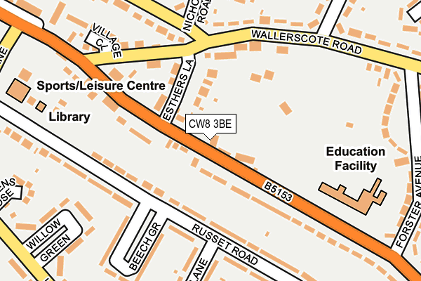 CW8 3BE map - OS OpenMap – Local (Ordnance Survey)