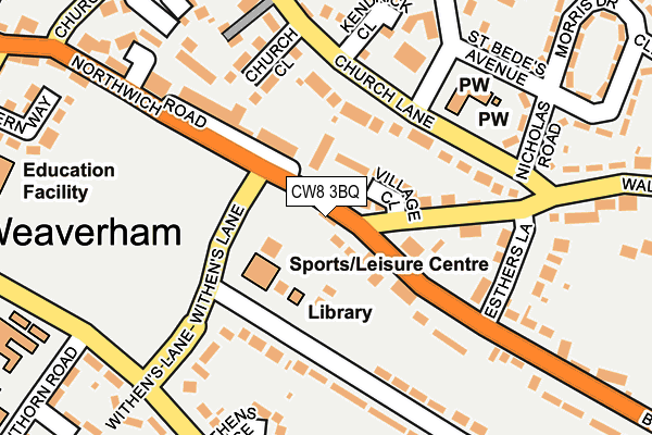 CW8 3BQ map - OS OpenMap – Local (Ordnance Survey)