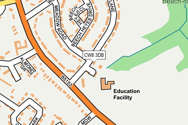 CW8 3DB map - OS OpenMap – Local (Ordnance Survey)