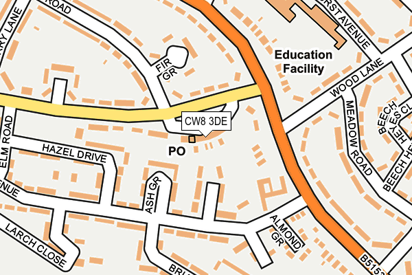 CW8 3DE map - OS OpenMap – Local (Ordnance Survey)