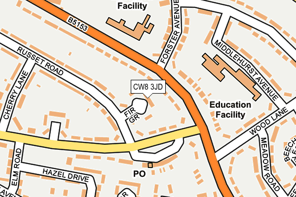 CW8 3JD map - OS OpenMap – Local (Ordnance Survey)