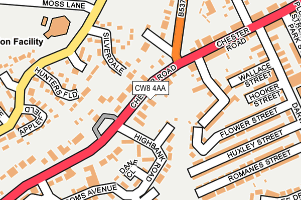 CW8 4AA map - OS OpenMap – Local (Ordnance Survey)
