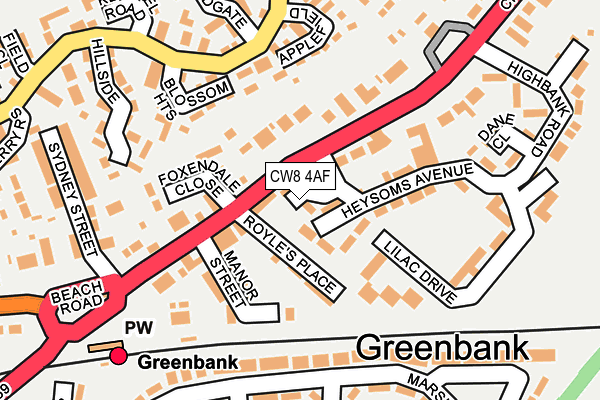 CW8 4AF map - OS OpenMap – Local (Ordnance Survey)