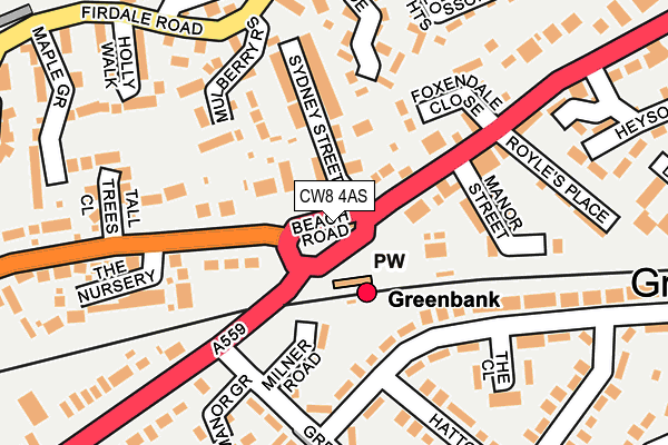 CW8 4AS map - OS OpenMap – Local (Ordnance Survey)