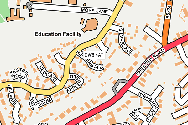 CW8 4AT map - OS OpenMap – Local (Ordnance Survey)