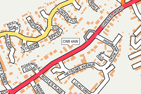 CW8 4AW map - OS OpenMap – Local (Ordnance Survey)