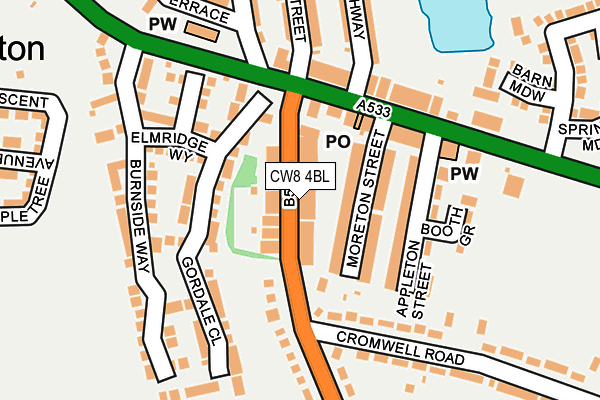 CW8 4BL map - OS OpenMap – Local (Ordnance Survey)