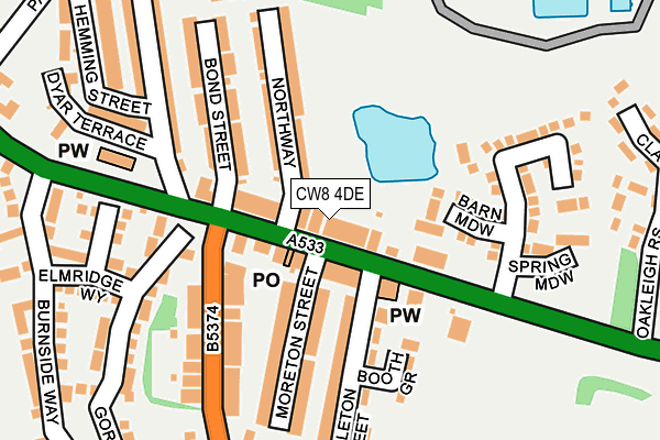 CW8 4DE map - OS OpenMap – Local (Ordnance Survey)