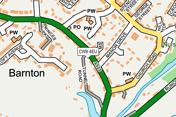 CW8 4EU map - OS OpenMap – Local (Ordnance Survey)