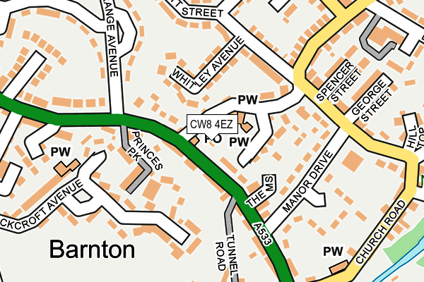 CW8 4EZ map - OS OpenMap – Local (Ordnance Survey)