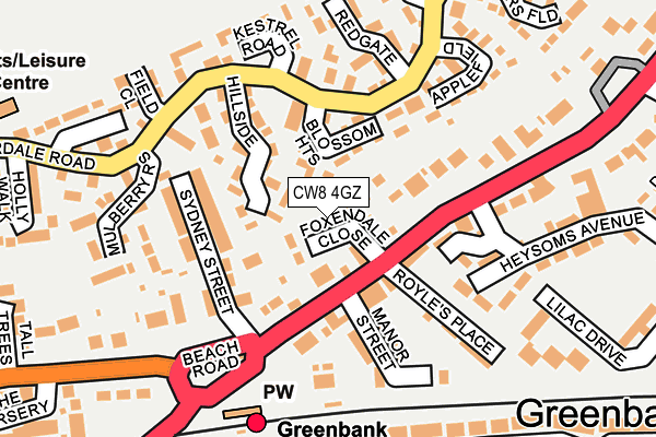 CW8 4GZ map - OS OpenMap – Local (Ordnance Survey)