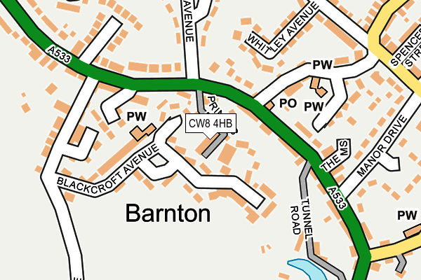 CW8 4HB map - OS OpenMap – Local (Ordnance Survey)