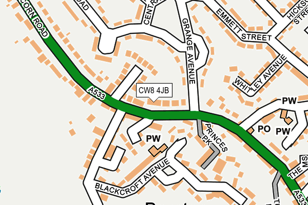 CW8 4JB map - OS OpenMap – Local (Ordnance Survey)