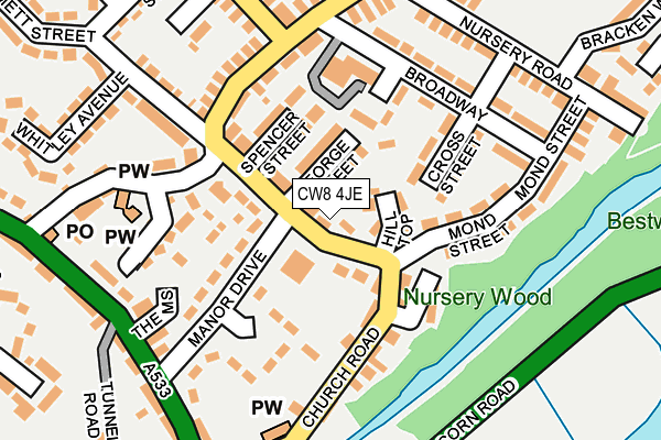 CW8 4JE map - OS OpenMap – Local (Ordnance Survey)