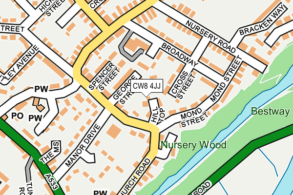 CW8 4JJ map - OS OpenMap – Local (Ordnance Survey)