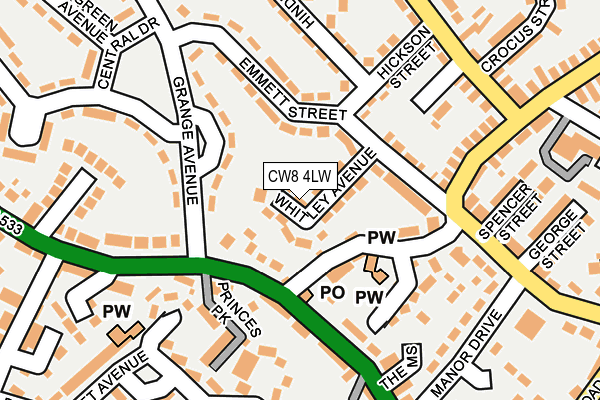 CW8 4LW map - OS OpenMap – Local (Ordnance Survey)