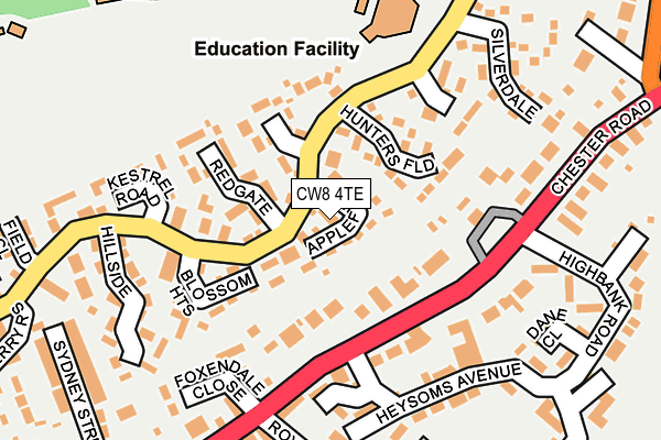 CW8 4TE map - OS OpenMap – Local (Ordnance Survey)