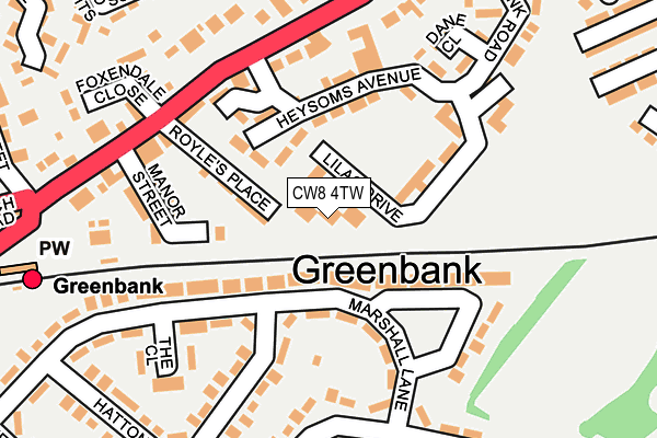 CW8 4TW map - OS OpenMap – Local (Ordnance Survey)