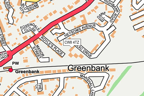 CW8 4TZ map - OS OpenMap – Local (Ordnance Survey)