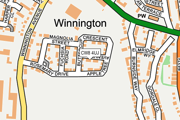 CW8 4UJ map - OS OpenMap – Local (Ordnance Survey)