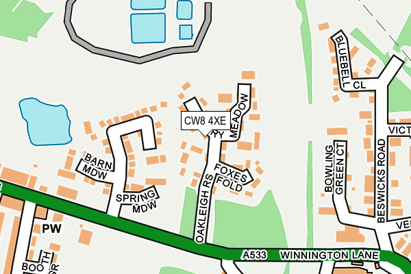 CW8 4XE map - OS OpenMap – Local (Ordnance Survey)