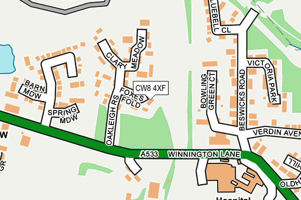 CW8 4XF map - OS OpenMap – Local (Ordnance Survey)