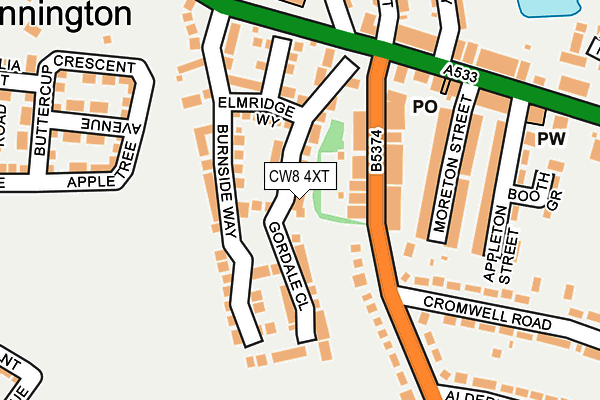 CW8 4XT map - OS OpenMap – Local (Ordnance Survey)