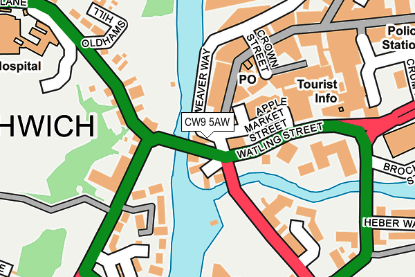 CW9 5AW map - OS OpenMap – Local (Ordnance Survey)