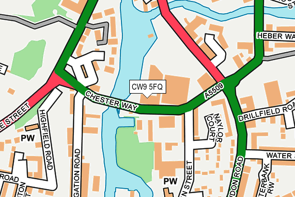 CW9 5FQ map - OS OpenMap – Local (Ordnance Survey)