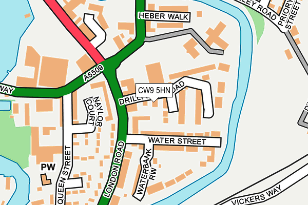 CW9 5HN map - OS OpenMap – Local (Ordnance Survey)