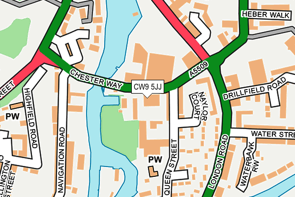 CW9 5JJ map - OS OpenMap – Local (Ordnance Survey)