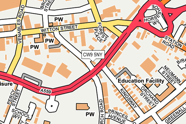 CW9 5NY map - OS OpenMap – Local (Ordnance Survey)