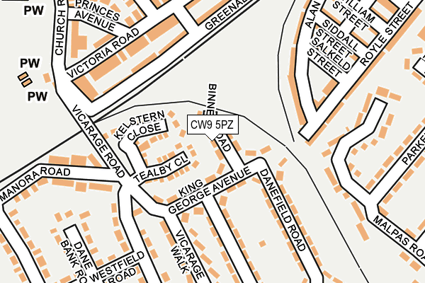 CW9 5PZ map - OS OpenMap – Local (Ordnance Survey)