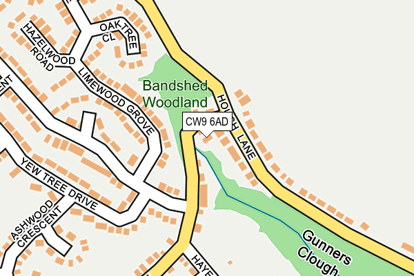 CW9 6AD map - OS OpenMap – Local (Ordnance Survey)